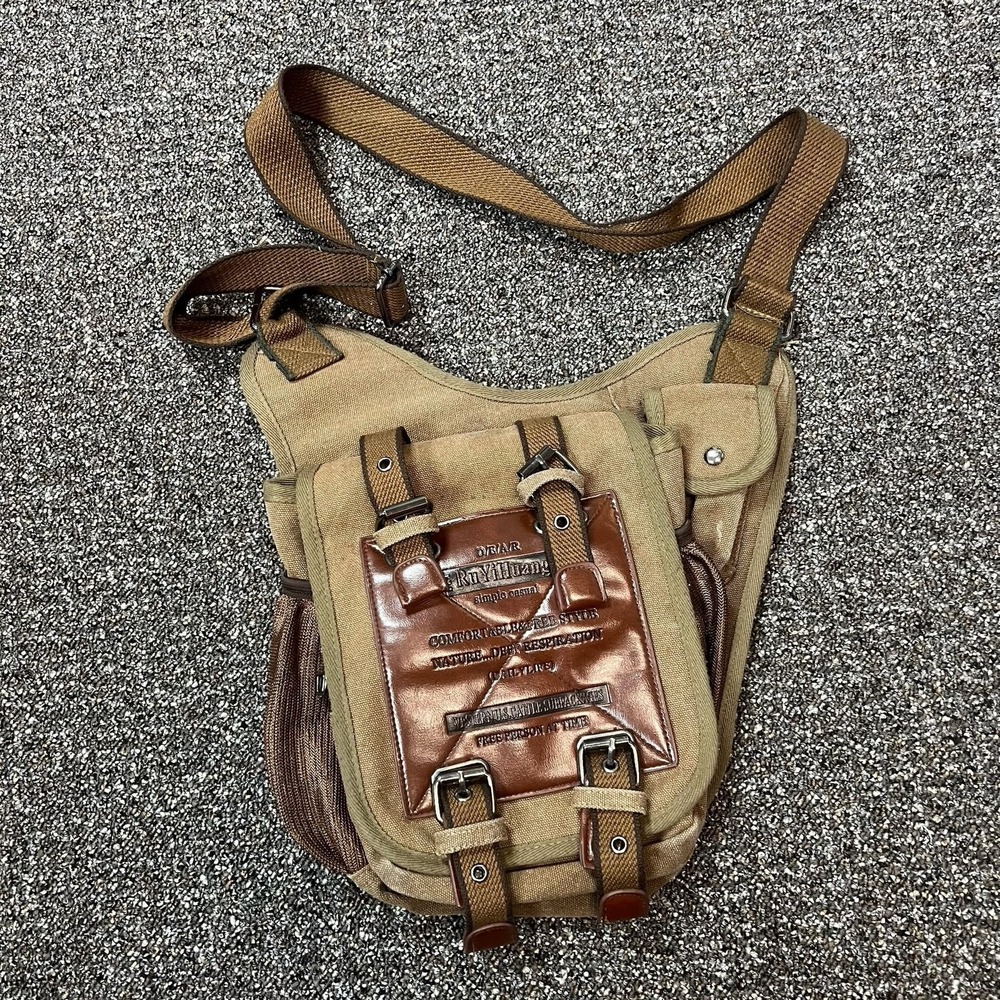Ru YiHuang Comfortable And Free Style Leather And Canvas Bag